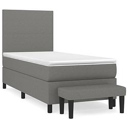 Foto van The living store boxspringbed - duurzaam - bed - 203 x 83 x 118/128 cm - donkergrijs