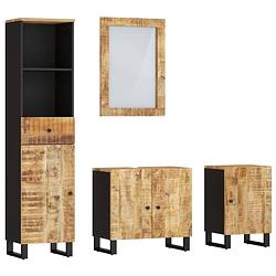 Foto van The living store badkamermeubelset massief mangohout - 62 x 33 x 58 cm - opbergruimte