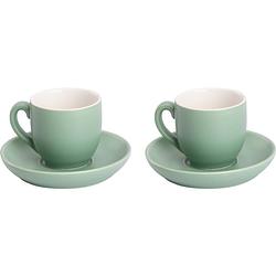 Foto van Palmer koffiekop en schotel colors mat 14 cl 12 cm groen porselein 2 stuks