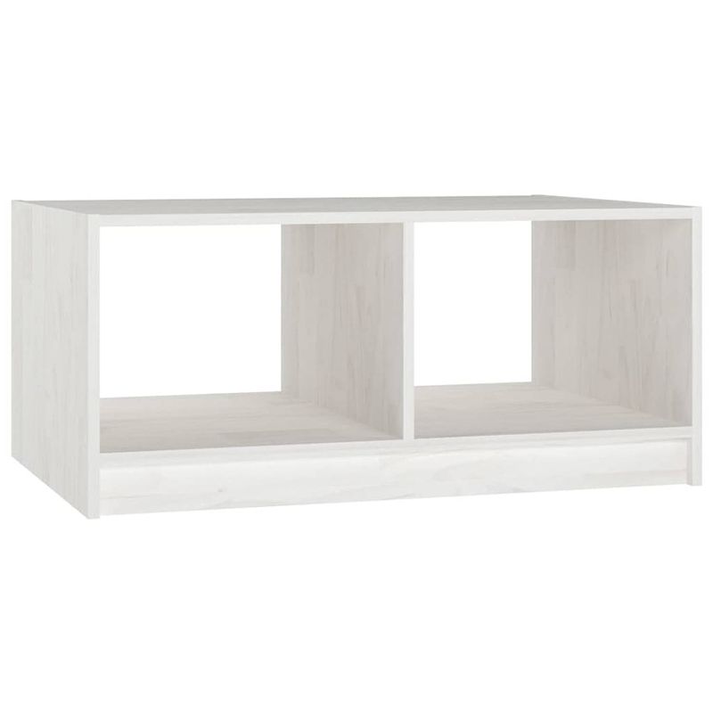 Foto van The living store banktafel houten - grenenhout - wit - 75 x 50 x 33.5 cm