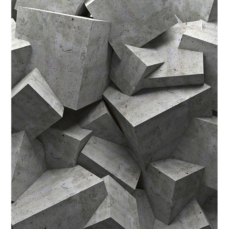 Foto van Dimex concrete cubes vlies fotobehang 225x250cm 3-banen