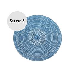 Foto van Krumble placemat rond - blauw/grijs - set van 8