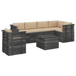 Foto van Vidaxl 7-delige loungeset met kussens pallet massief grenenhout