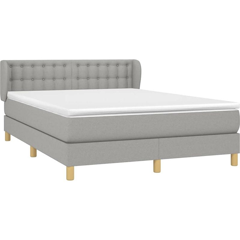 Foto van The living store boxspringbed - lichtgrijs - 193 x 147 x 78/88 cm - pocketvering matras - middelharde ondersteuning