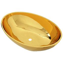 Foto van The living store ovale wastafel - keramiek - 40x33x13.5 cm - goud