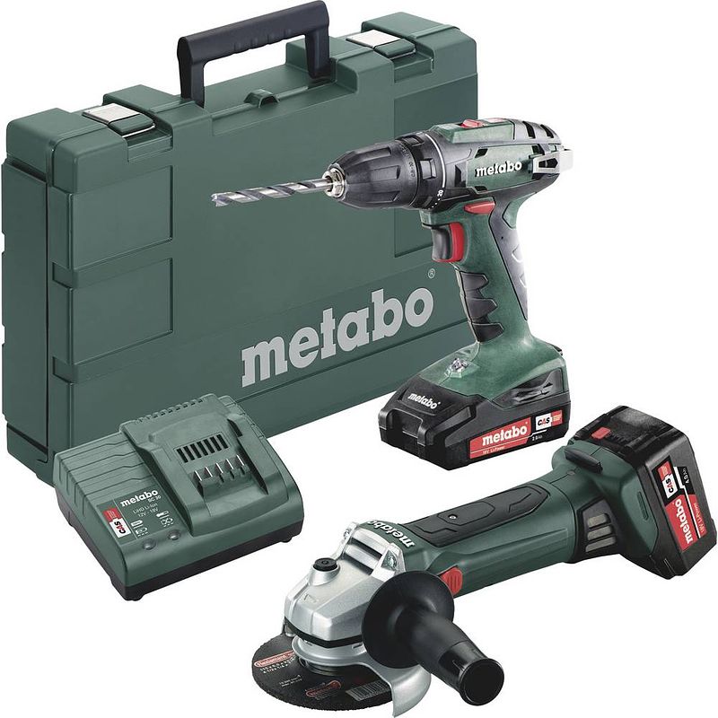 Foto van Metabo metabo 685082000 accu-schroefboormachine, haakse slijper 18 v 4 ah, 2 ah li-ion