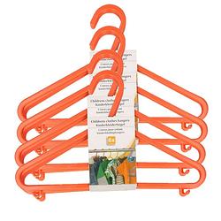 Foto van Plastic kinderkleding / baby kledinghangers oranje 24x stuks 17 x 28 cm - kledinghangers