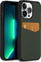 Foto van Accezz premium leather card slot backcover iphone 13 pro telefoonhoesje groen