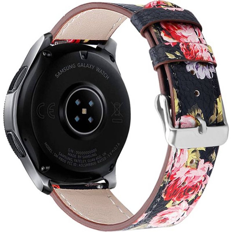 Foto van Smartphoneclip - bandje leer pink flower - voor galaxy watch 46mm