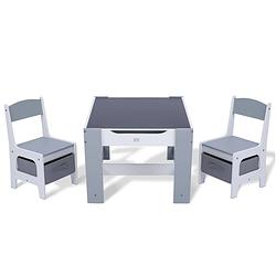 Foto van Baby vivo kinderzitgroep maurice, grijs, met multifunctionele tafel en 2 houten stoelen