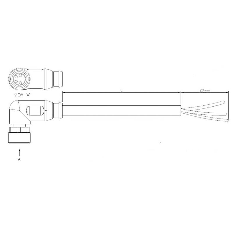 Foto van Te connectivity 2273097-3 sensor/actuator connector, geassembleerd m12 aantal polen: 3 bus, haaks 5.00 m 1 stuk(s)