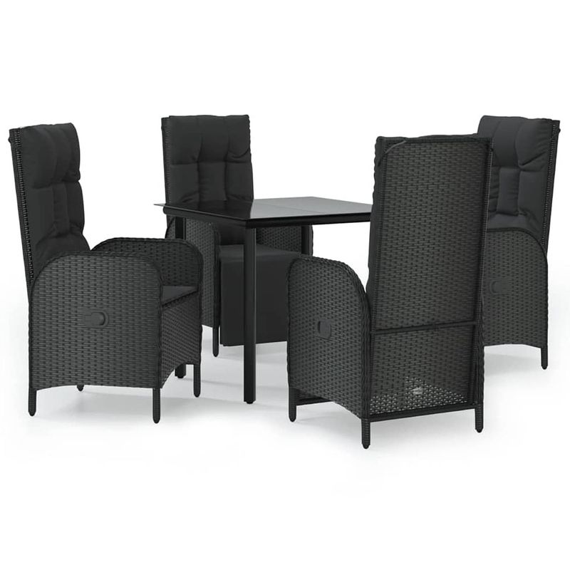 Foto van Vidaxl 5-delige loungeset met kussens poly rattan zwart