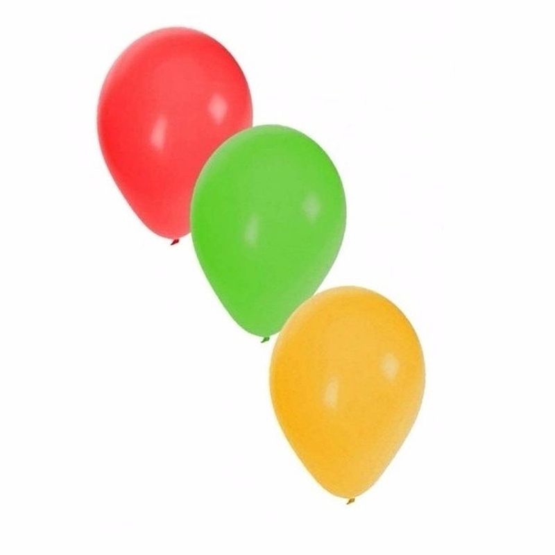 Foto van Ballonnen rood/geel/groen 15x stuks - ballonnen