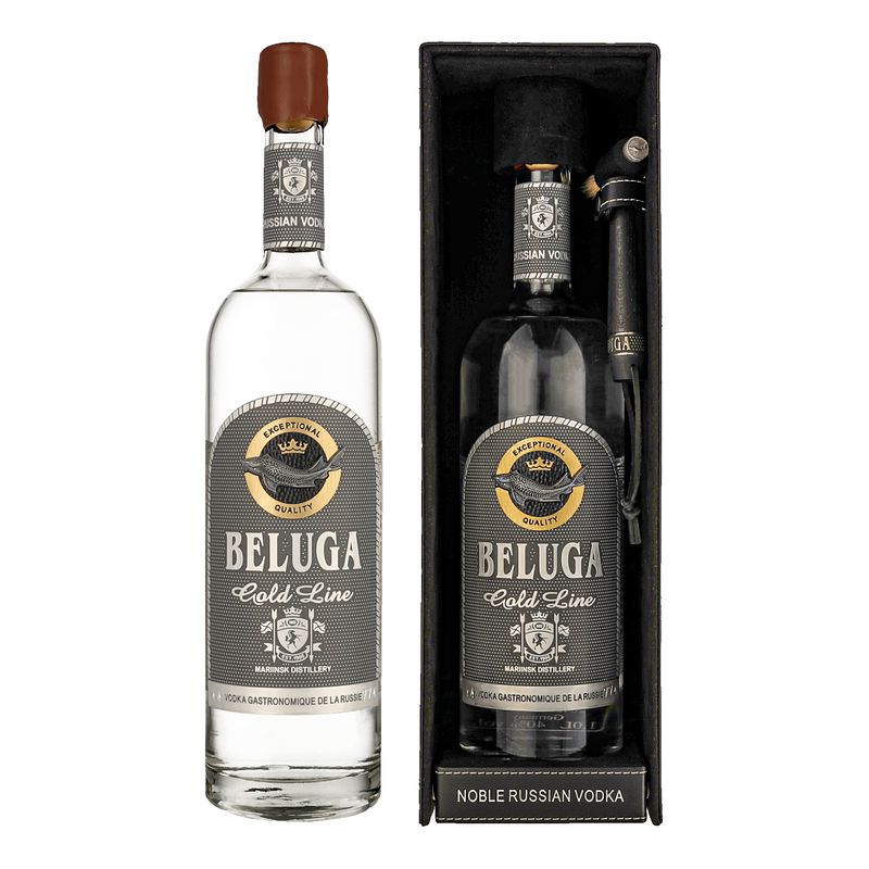 Foto van Beluga gold line leather 1ltr wodka + giftbox