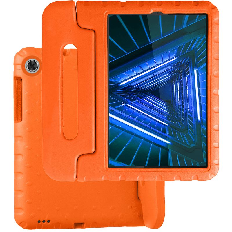 Foto van Basey lenovo m10 fhd plus (2e generatie) kinderhoesje foam case hoesje cover hoes - oranje