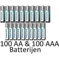 Foto van 100 aa & 100 (verpakt per 10) aaa philips industrial alkaline batterijen