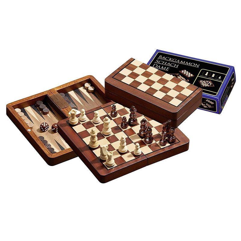 Foto van Philos reis schaak/dam/backgammon kassette veld 18 mm, koningshoogte 37 mm magnetisch