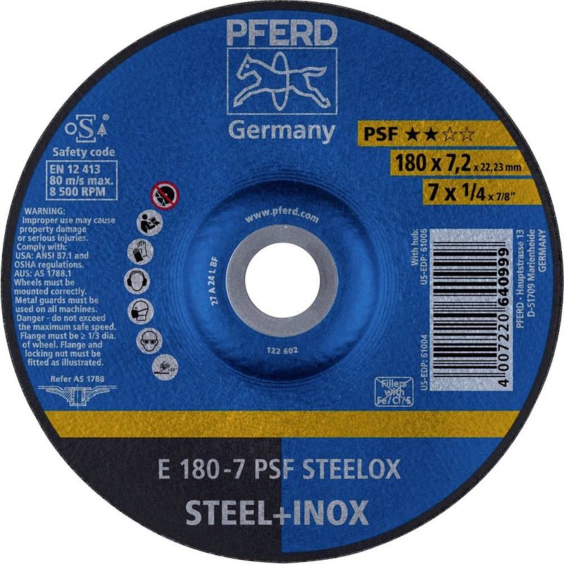 Foto van Pferd 62017640 e 180-7 psf steelox afbraamschijf gebogen 180 mm 22.23 mm 10 stuk(s)