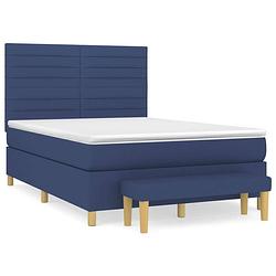 Foto van Vidaxl boxspring met matras stof blauw 140x190 cm