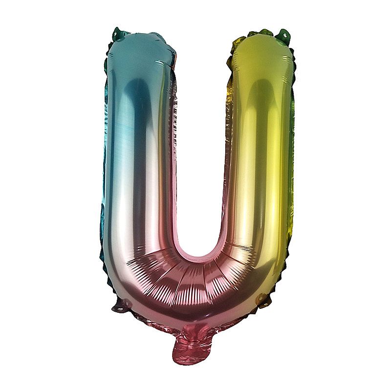 Foto van Folie ballon u - regenboog metallic - 30 cm