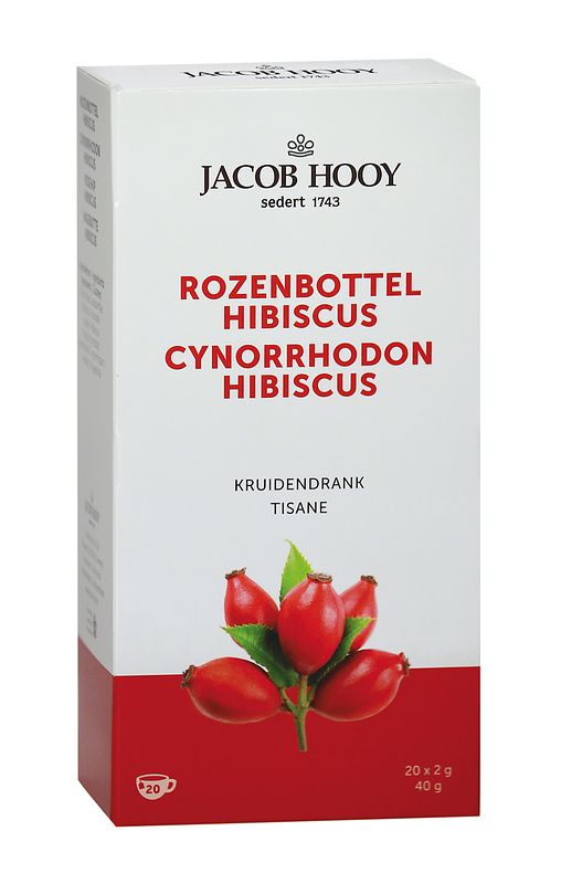 Foto van Jacob hooy rozenbottel hibiscus theezakjes 20st