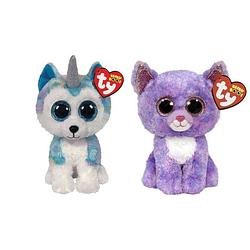 Foto van Ty - knuffel - beanie boo's - helena husky & cassidy cat