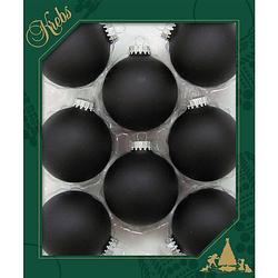 Foto van 16x stuks glazen kerstballen 7 cm ebony velvet zwart mat - kerstbal