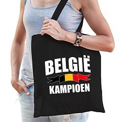 Foto van Belgie kampioen supporter cadeau tas zwart voor dames en heren - feest boodschappentassen