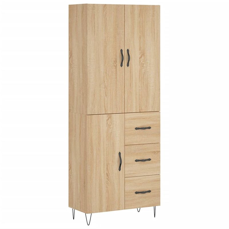 Foto van Vidaxl hoge kast 69,5x34x180 cm bewerkt hout sonoma eikenkleurig