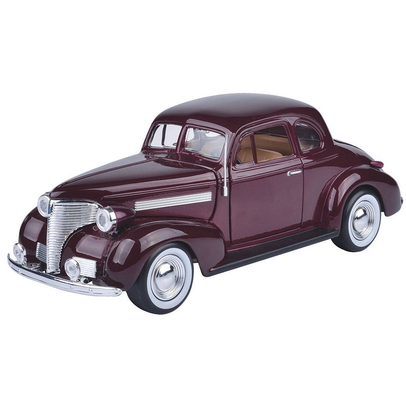 Foto van Modelauto chevrolet 1939 coupe donker rood schaal 1:24/19 x 7 x 6 cm - speelgoed auto's