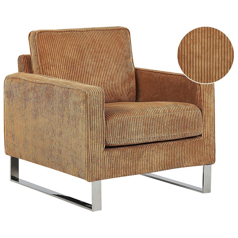 Foto van Beliani vind - fauteuil-bruin-corduroy