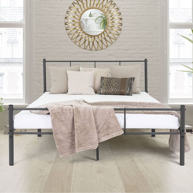 Foto van Ml-design metalen bed antraciet, 140x200 cm, gemaakt van stalen frame met poedercoating