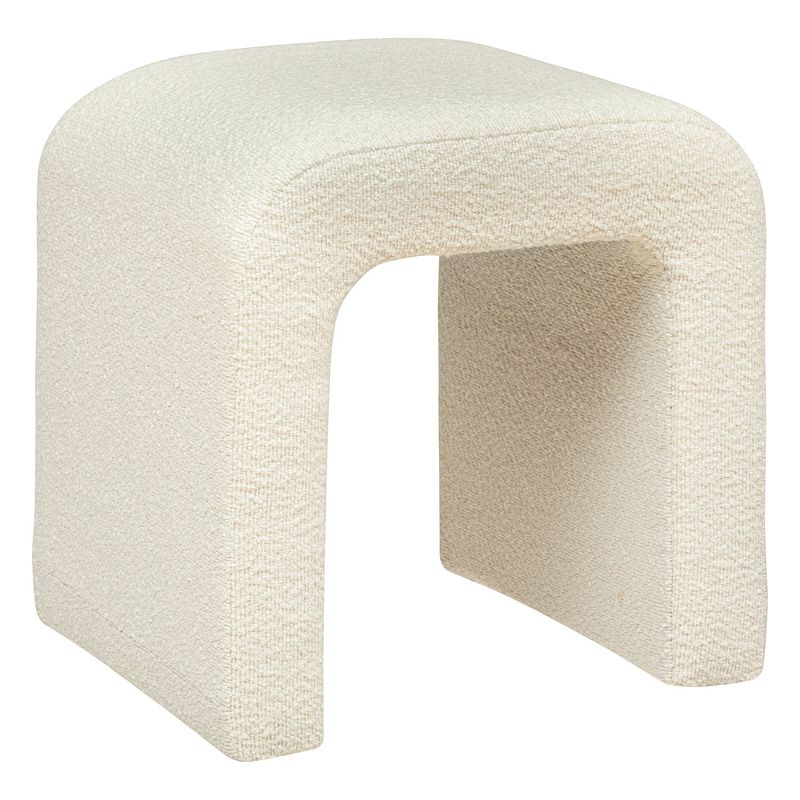 Foto van Casa di elturo design poef teddy boucle - beige wit - l41 cm x h 43 cm