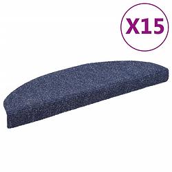 Foto van Vidaxl trapmat zelfklevend 65x21x4 cm naaldvilt blauw 15-delig