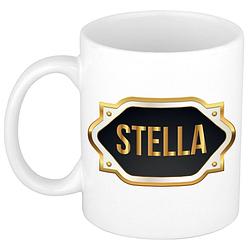 Foto van Naam cadeau mok / beker stella met gouden embleem 300 ml - naam mokken