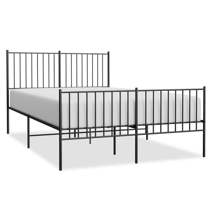 Foto van Vidaxl bedframe met hoofd- en voeteneinde metaal zwart 140x190 cm