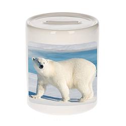 Foto van Dieren foto spaarpot witte ijsbeer 9 cm - ijsberen spaarpotten jongens en meisjes - spaarpotten