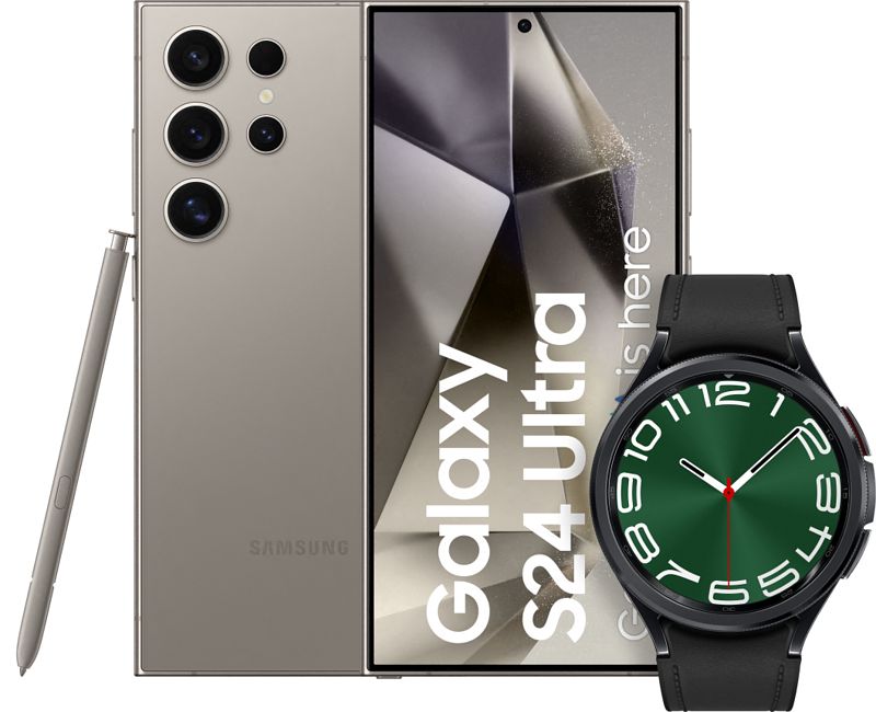 Foto van Samsung galaxy s24 ultra 512gb grijs 5g + galaxy watch 6 classic zwart 47mm