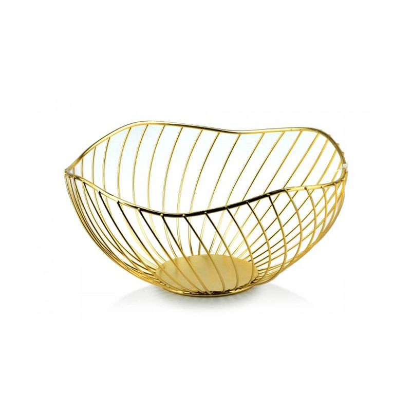 Foto van Casa di elturo fruitschaal - opbergmand wave - goud - ø26.5 cm