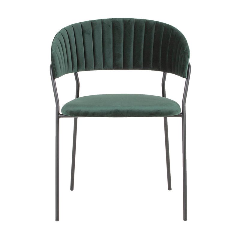 Foto van Giga meubel eetkamerstoel groen velvet - metaal - 57x52x75cm - turin
