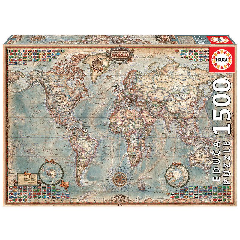 Foto van Educa 1500 pieces puzzle - the world, political map
