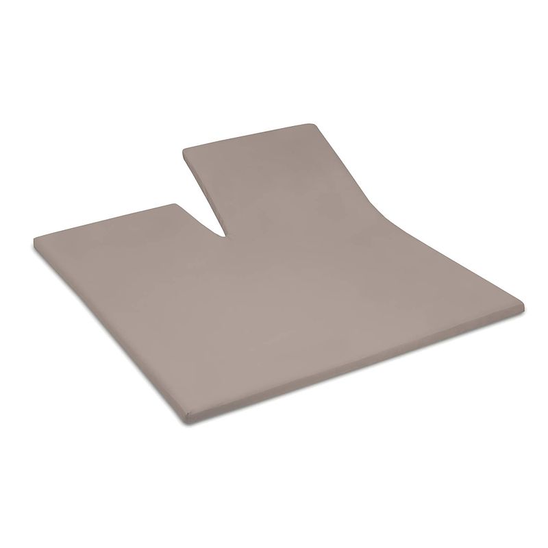 Foto van Cinderella - topper hoeslaken met split (tot 15 cm) - double jersey - 200x200/210 cm - taupe