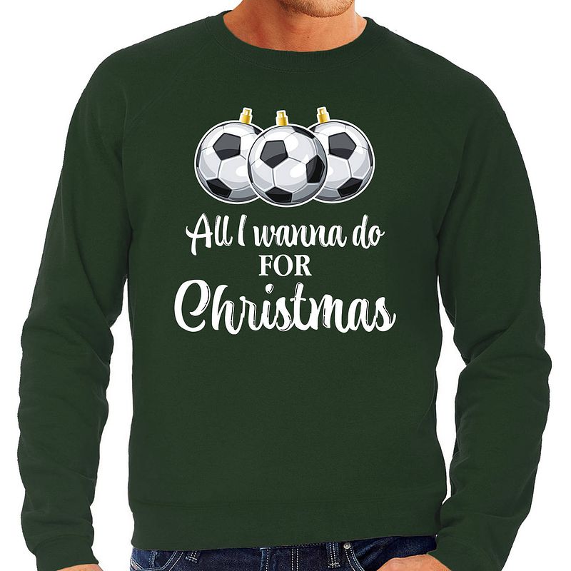 Foto van Foute kersttrui voetbal kerst sweater groen voor heren l - kerst truien