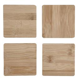 Foto van Cepewa onderzetters voor glazen - 4x stuks - bruin - bamboo hout - 10 x 10 cm - glazenonderzetters