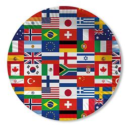 Foto van Landen thema feest wegwerpbordjes - 10x - internationale vlaggen - d23 cm - feestbordjes