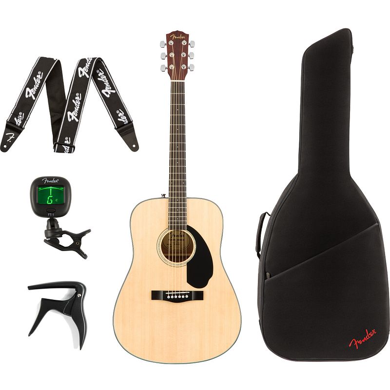 Foto van Fender cd-60s natural akoestische westerngitaar + gigbag + accessoires