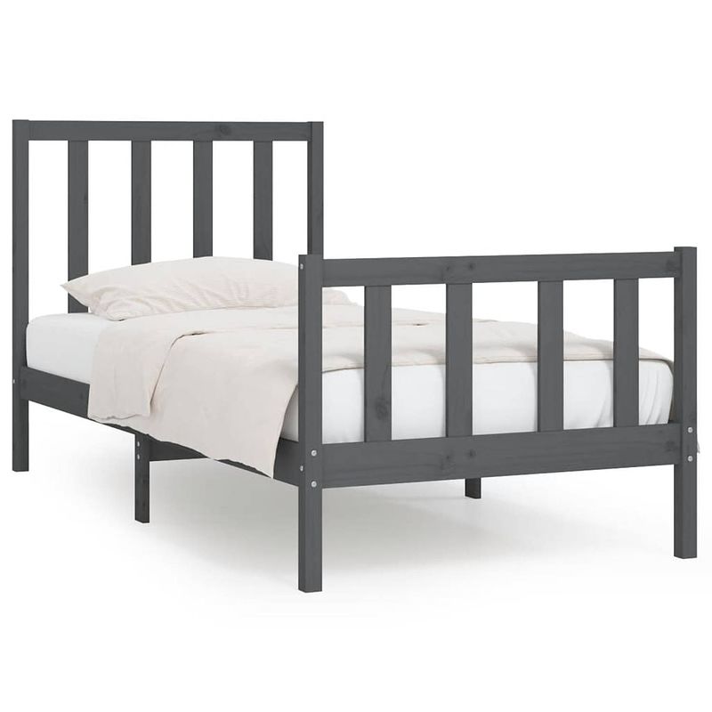 Foto van Vidaxl bedframe massief hout grijs 90x200 cm