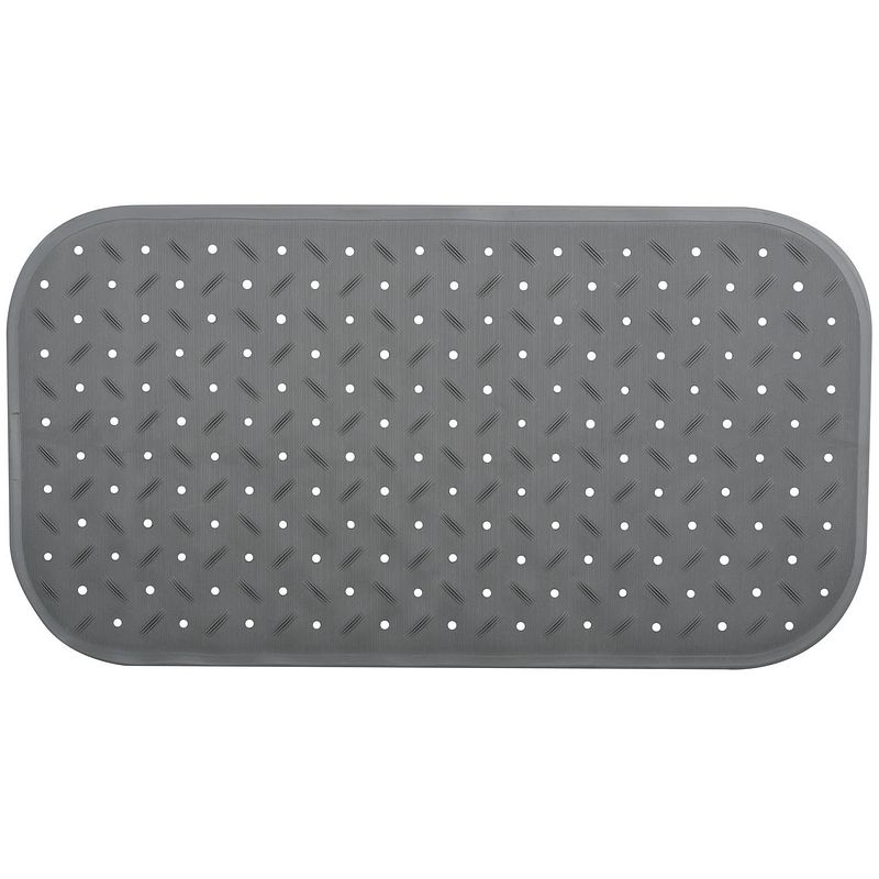 Foto van Msv douche/bad anti-slip mat badkamer - rubber - donkergrijs - 36 x 65 cm - badmatjes