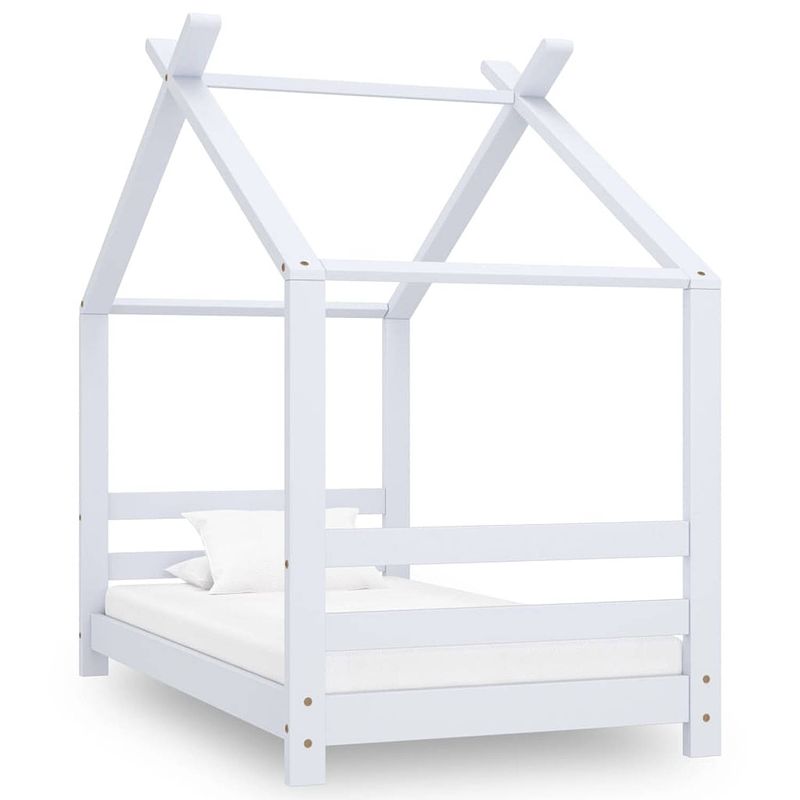 Foto van Vidaxl kinderbedframe massief grenenhout wit 70x140 cm