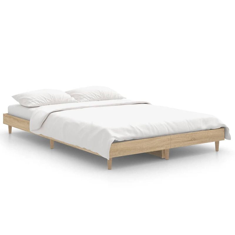 Foto van Vidaxl bedframe bewerkt hout sonoma eikenkleurig 120x190 cm